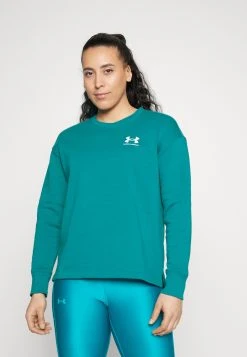 Under Armour RIVAL CREW - Bluza - Coastal Teal/white