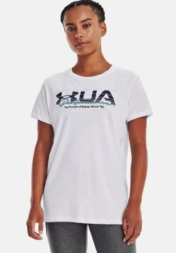 Under Armour VINTAGE PERFORMANCE - T-shirt Z Nadrukiem - White / / Sonar Blue