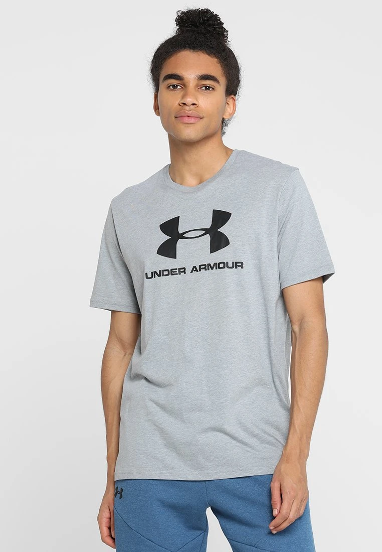 Under Armour STYLE LOGO - T-shirt Z Nadrukiem - Steel Light Heather/black