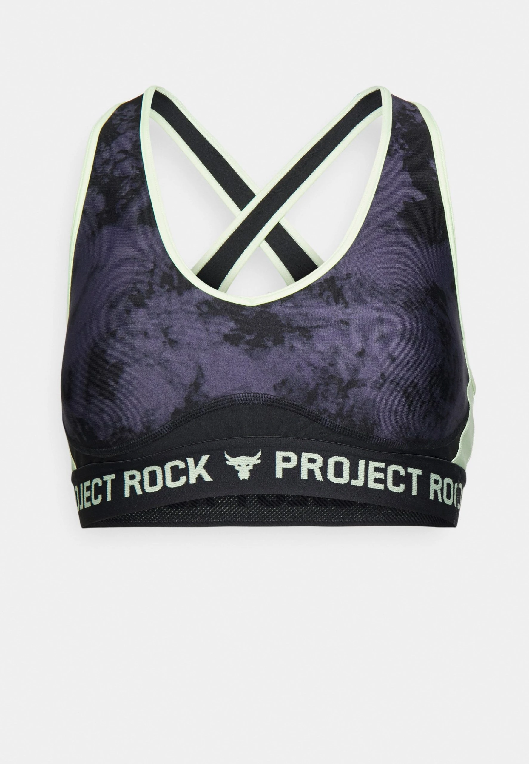 Under Armour BRA PRINT - Stanik Sportowy Z średnim Wsparciem - Black/tempered Steel/phosphor Green - obrazek 6