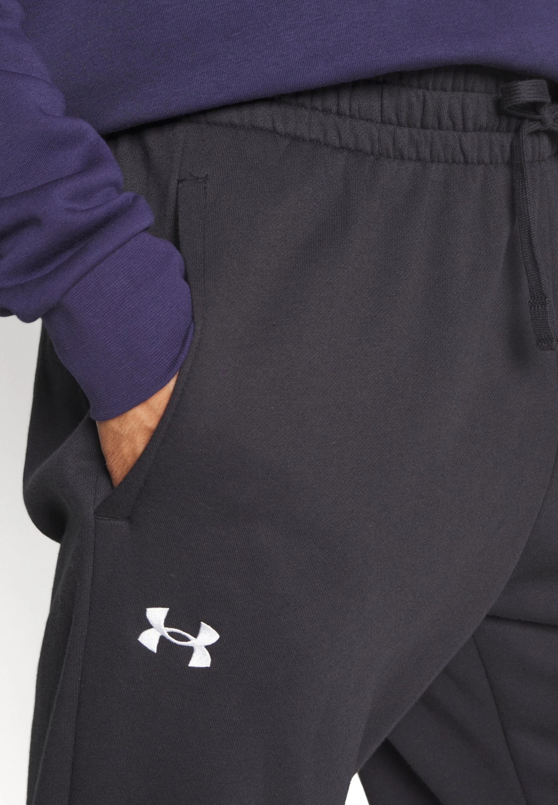 Under Armour RIVAL JOGGERS - Spodnie Treningowe - Black/white - obrazek 7