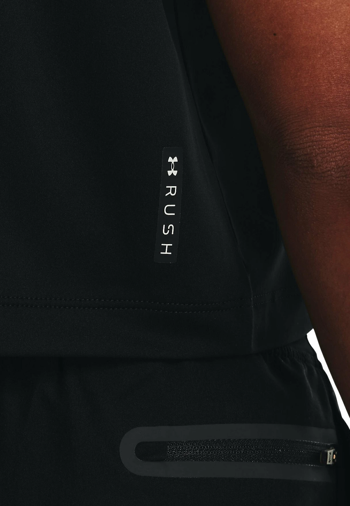 Under Armour SHORT-SLEEVES UA RUSH VENT CROP SS - T-shirt Z Nadrukiem - Black - obrazek 4