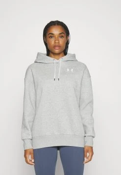 Under Armour ESSENTIAL HOODIE - Bluza Z Kapturem - Mod Gray Light Heather/white