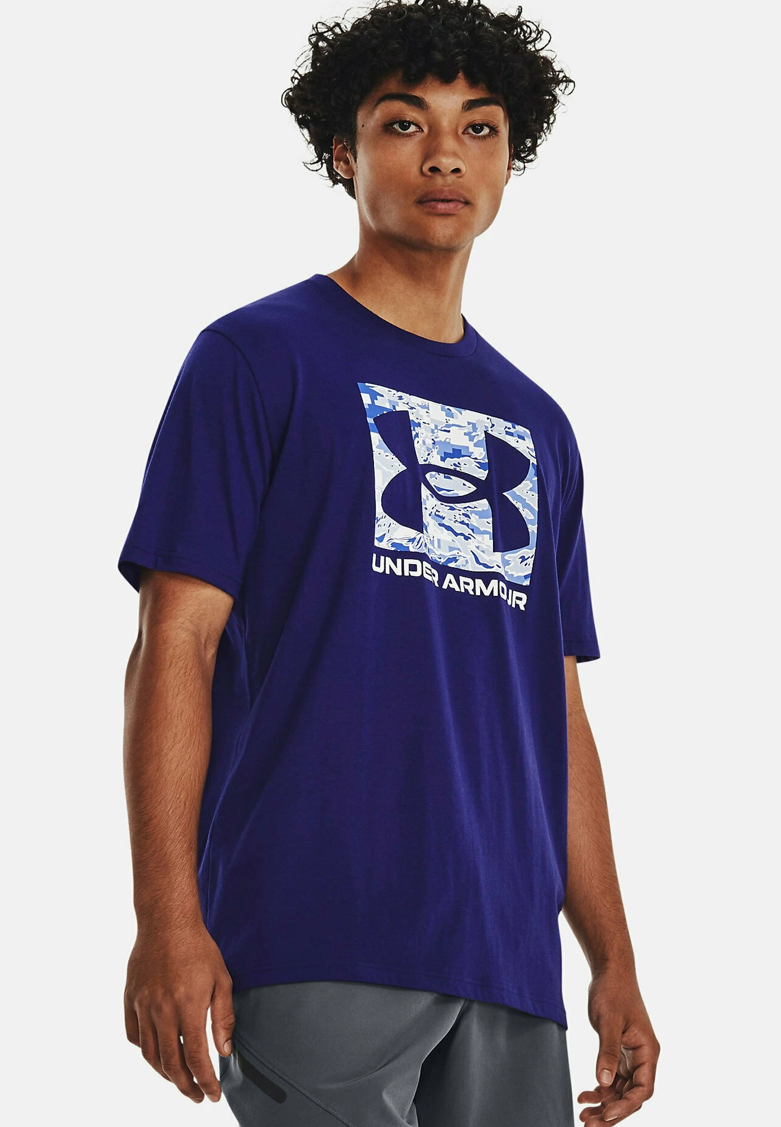 Under Armour ABC CAMO BOXED LOGO - T-shirt Z Nadrukiem - Sonar Blue