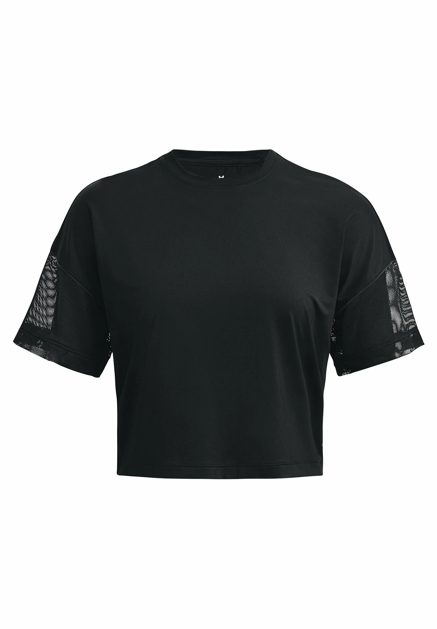 Under Armour SHORT-SLEEVES UA RUSH VENT CROP SS - T-shirt Z Nadrukiem - Black - obrazek 5