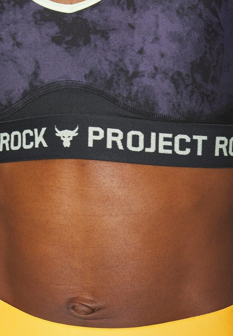 Under Armour BRA PRINT - Stanik Sportowy Z średnim Wsparciem - Black/tempered Steel/phosphor Green - obrazek 7